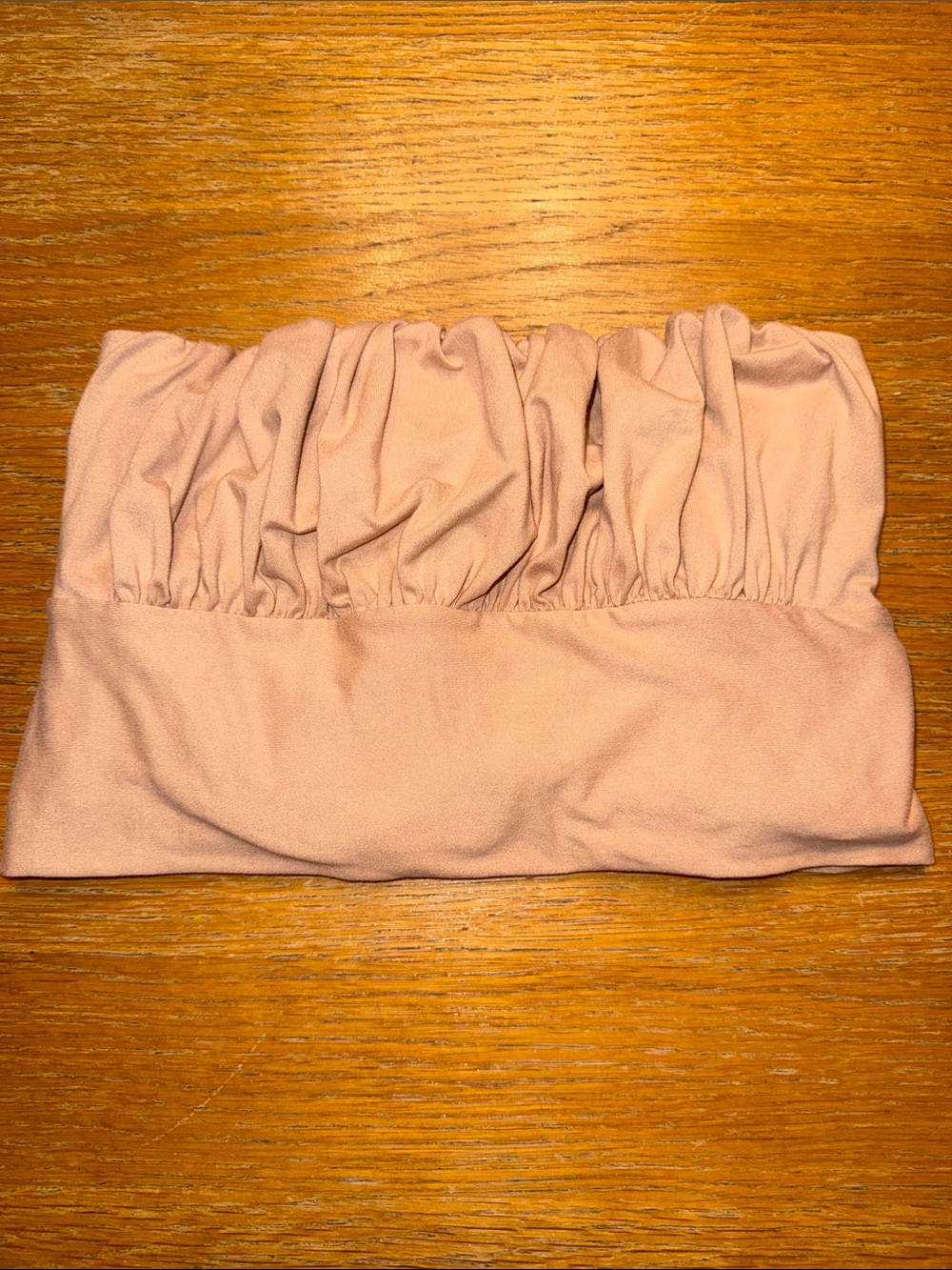 Strapless Ruched Crop Top - Nude Blush
